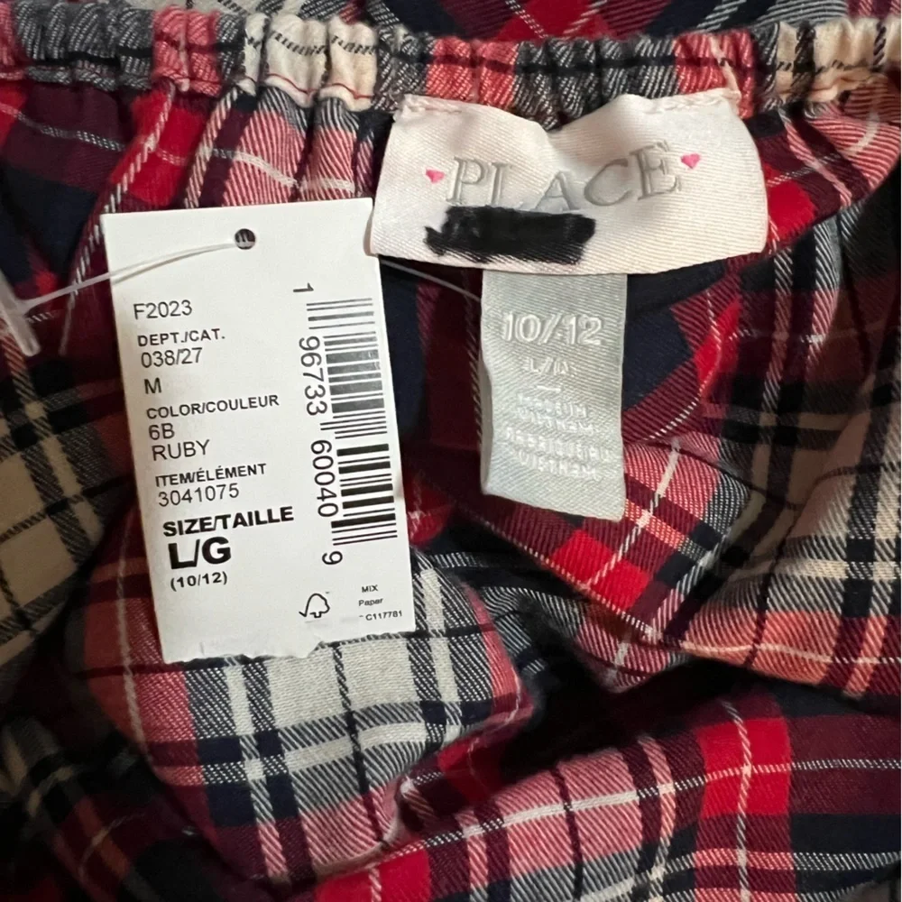 The Children's Place girls Plaid Twill Tiered Short Sleeve Dress Size L (10/12) - Picture 4 of 6
